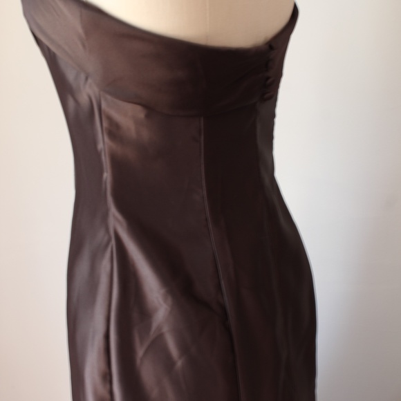 1990's Scott McClintock Espresso Satin Mermaid Cut Evening Gown Prom Dress - Picture 3 of 4
